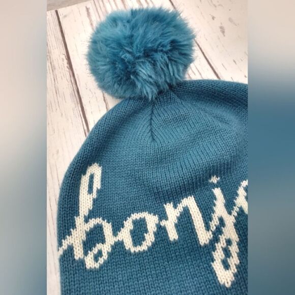 Indigo Winter Knit Ski Hat Toque Turquoise Blue O/S Bonjour French - Picture 6 of 10